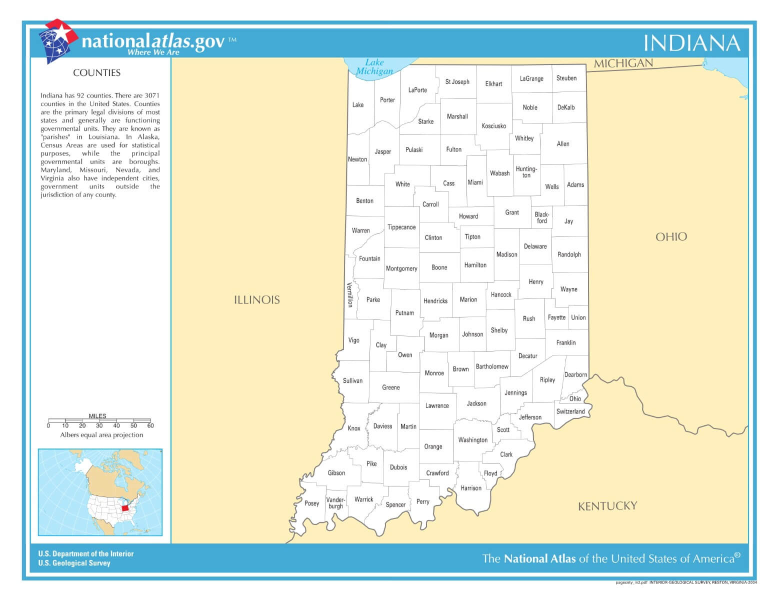 Karte von Indiana
