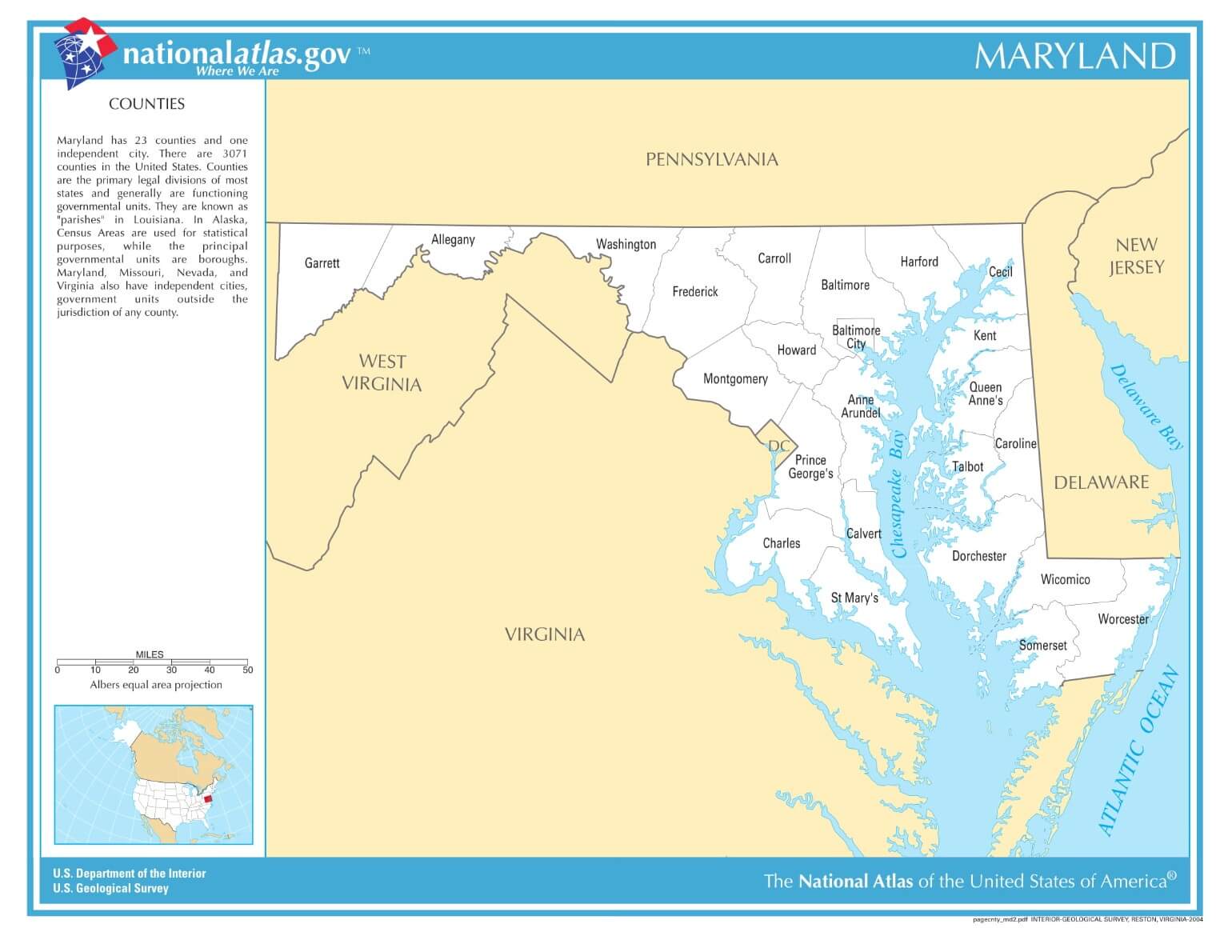 Karte von Maryland