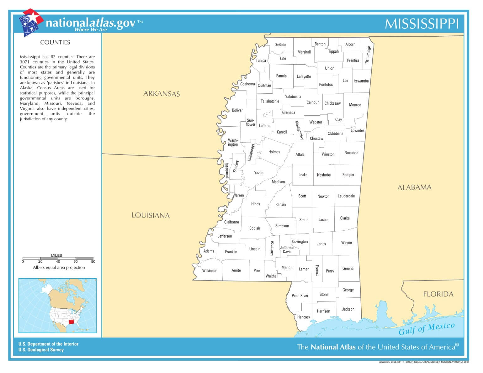 Karte von Mississippi