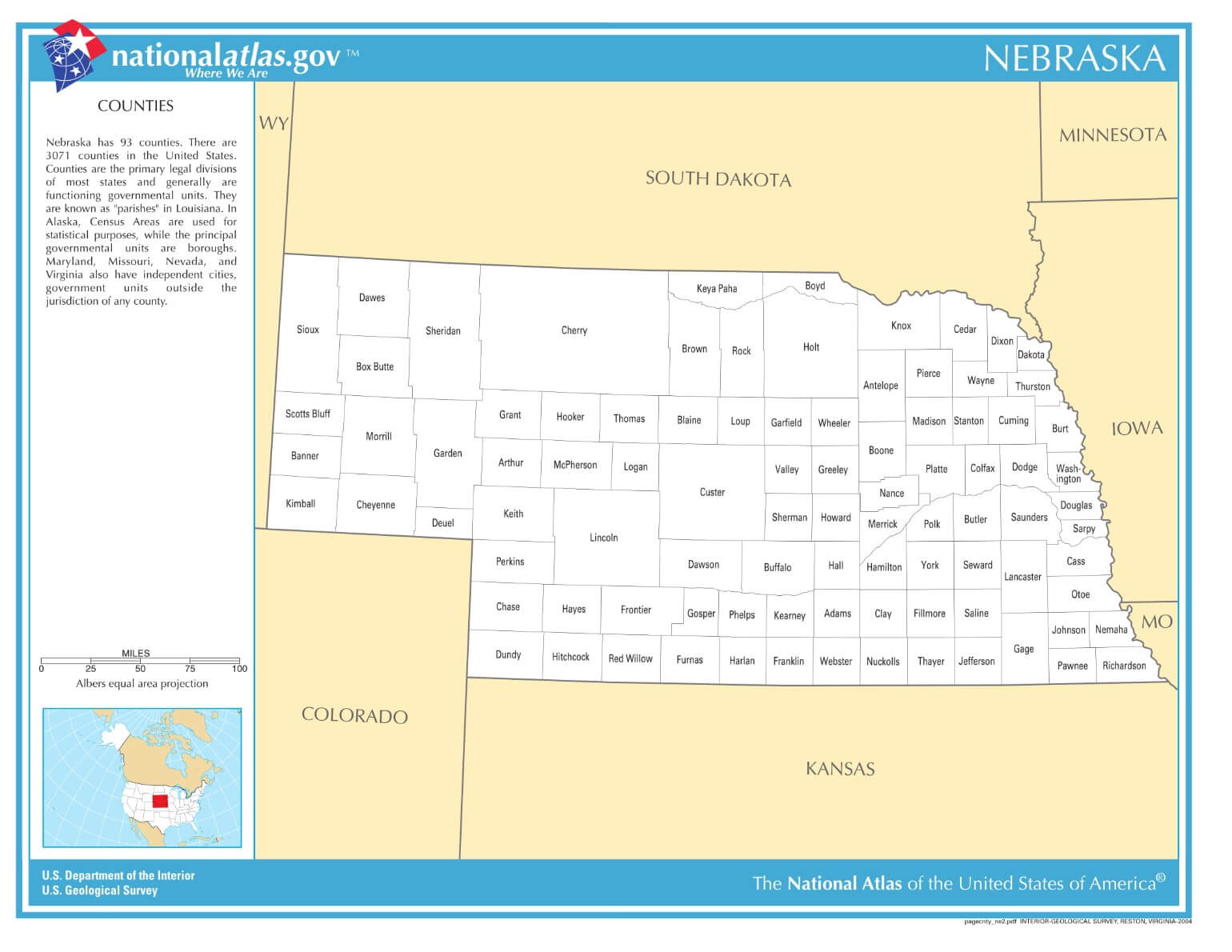 Karte von Nebraska