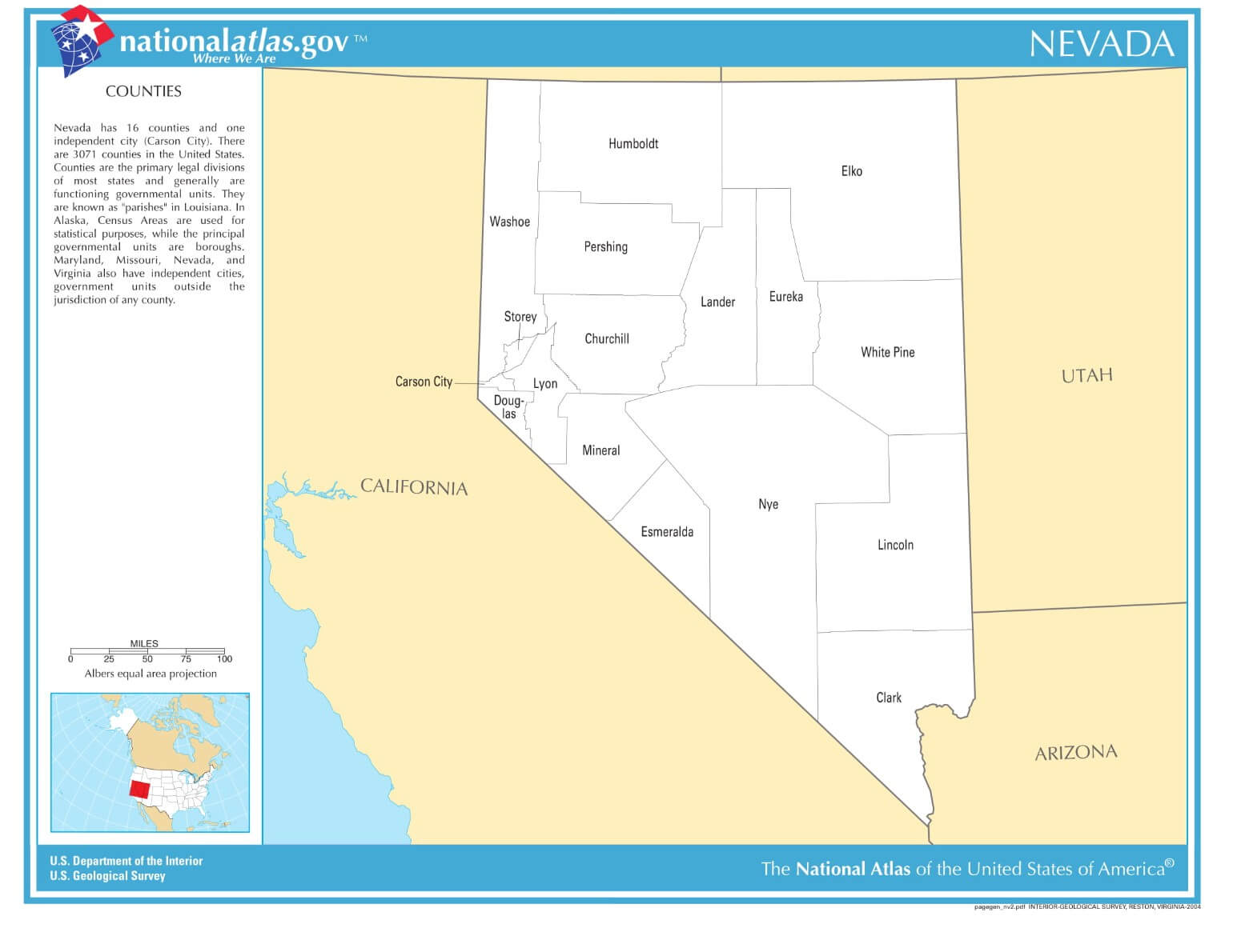 Karte von Nevada