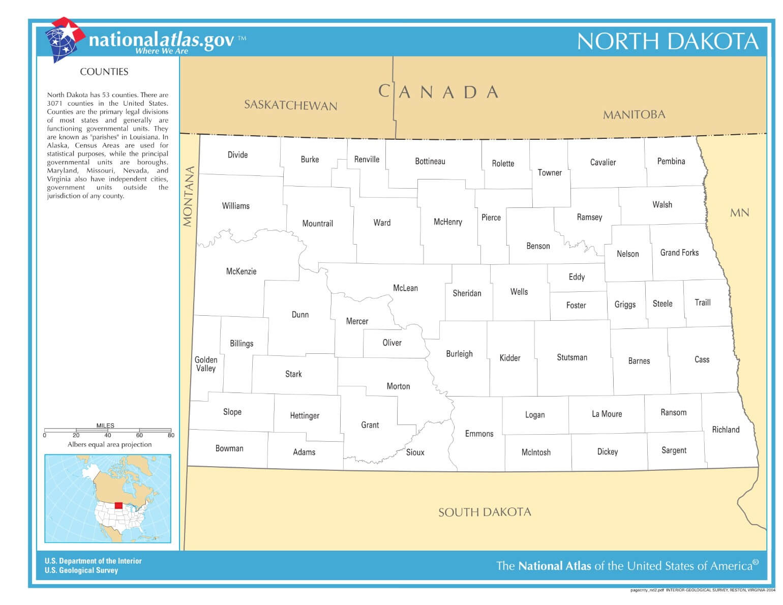 Karte von North Dakota