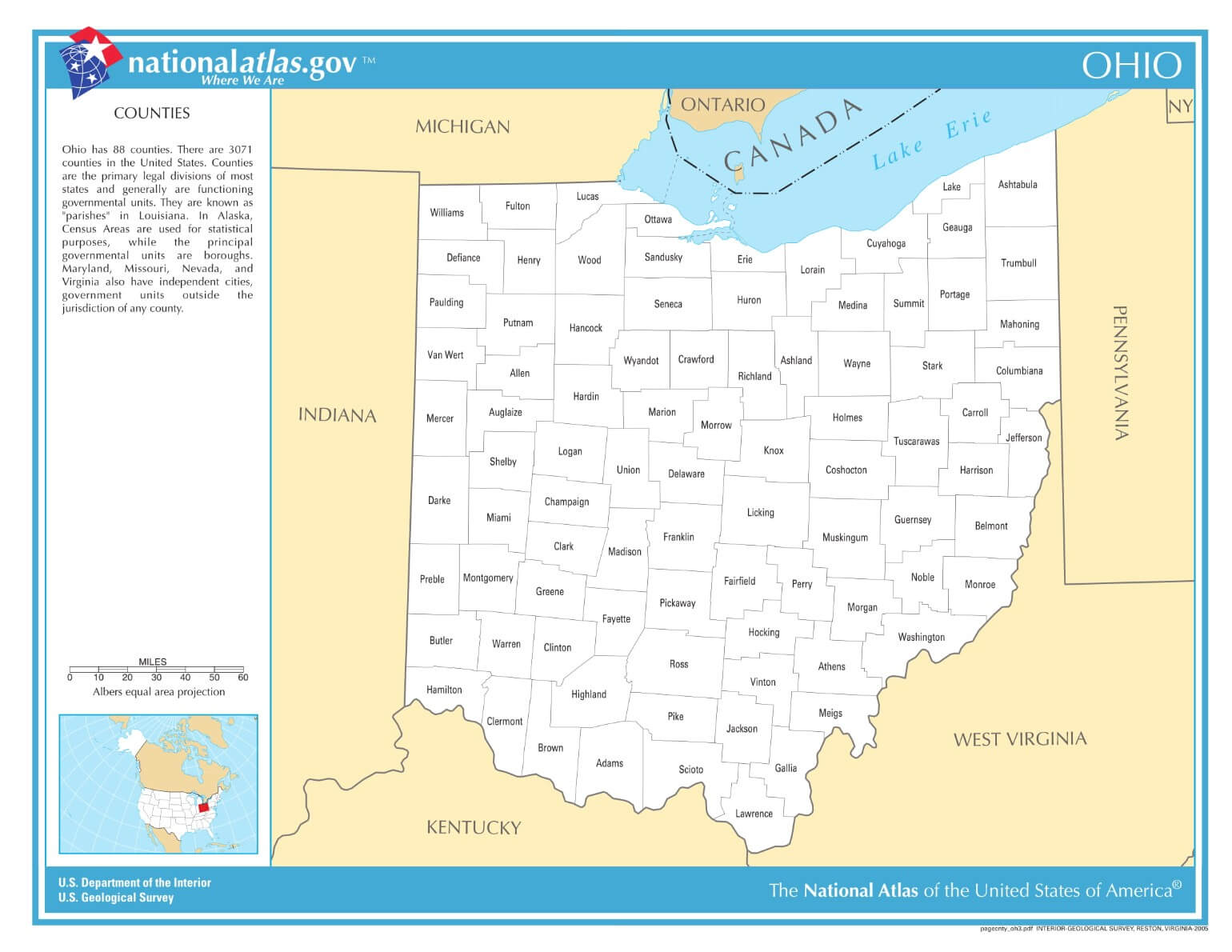 Karte von Ohio