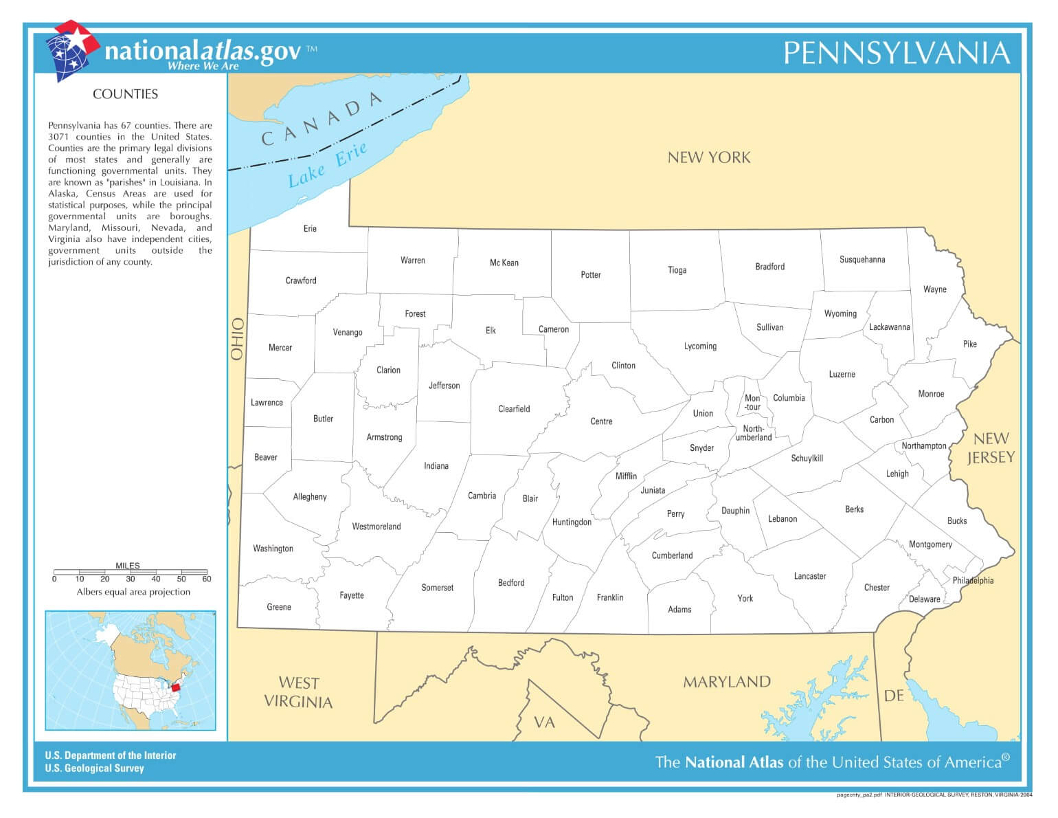 Karte von Pennsylvania
