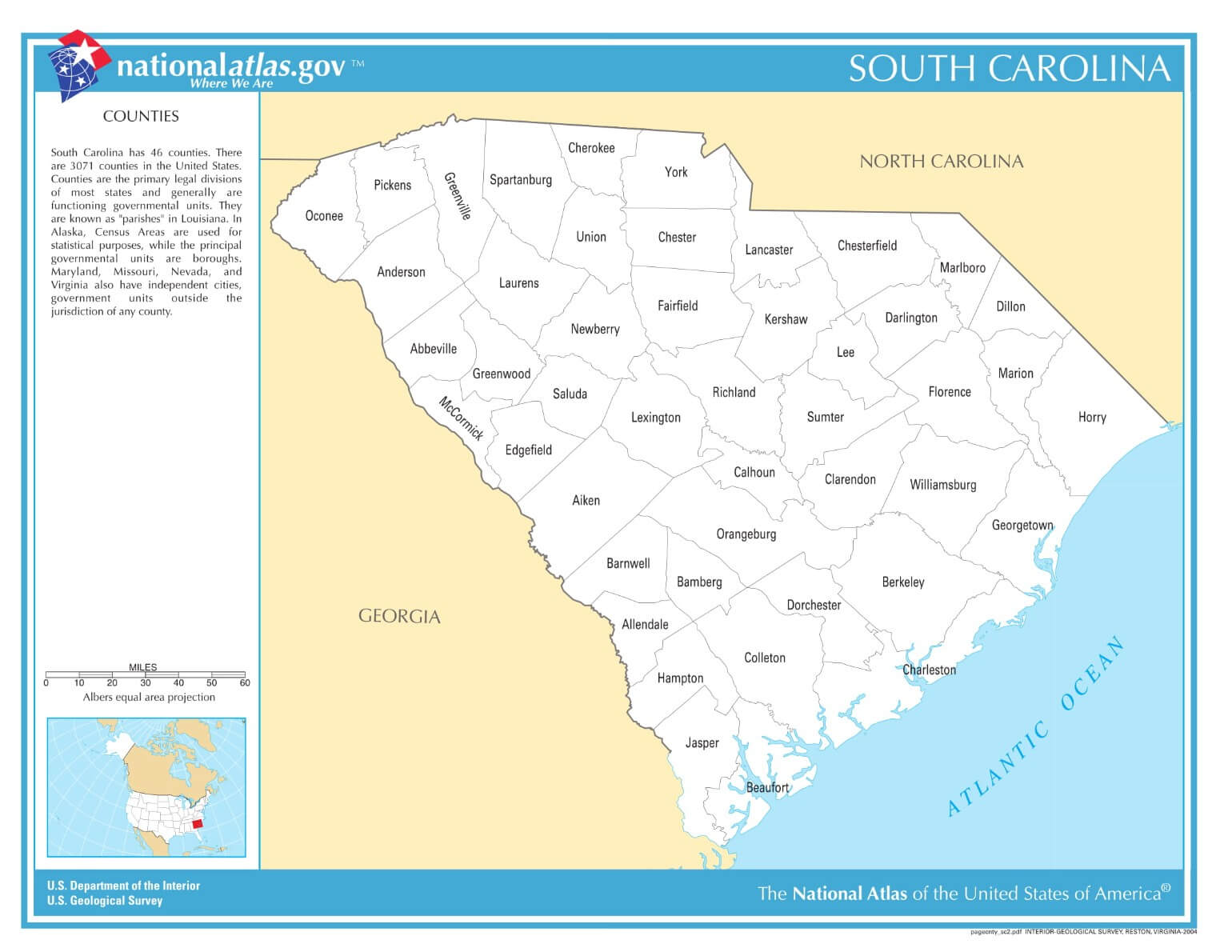 Karte von South Carolina