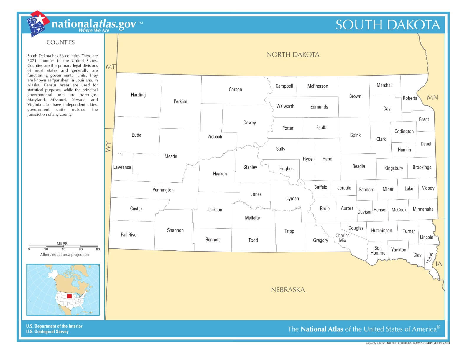 Karte von South Dakota