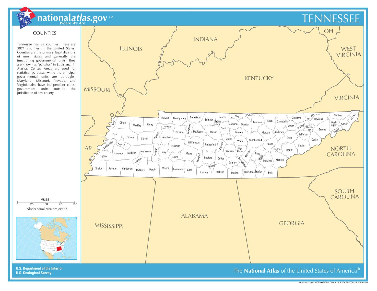 Karte von Tennessee