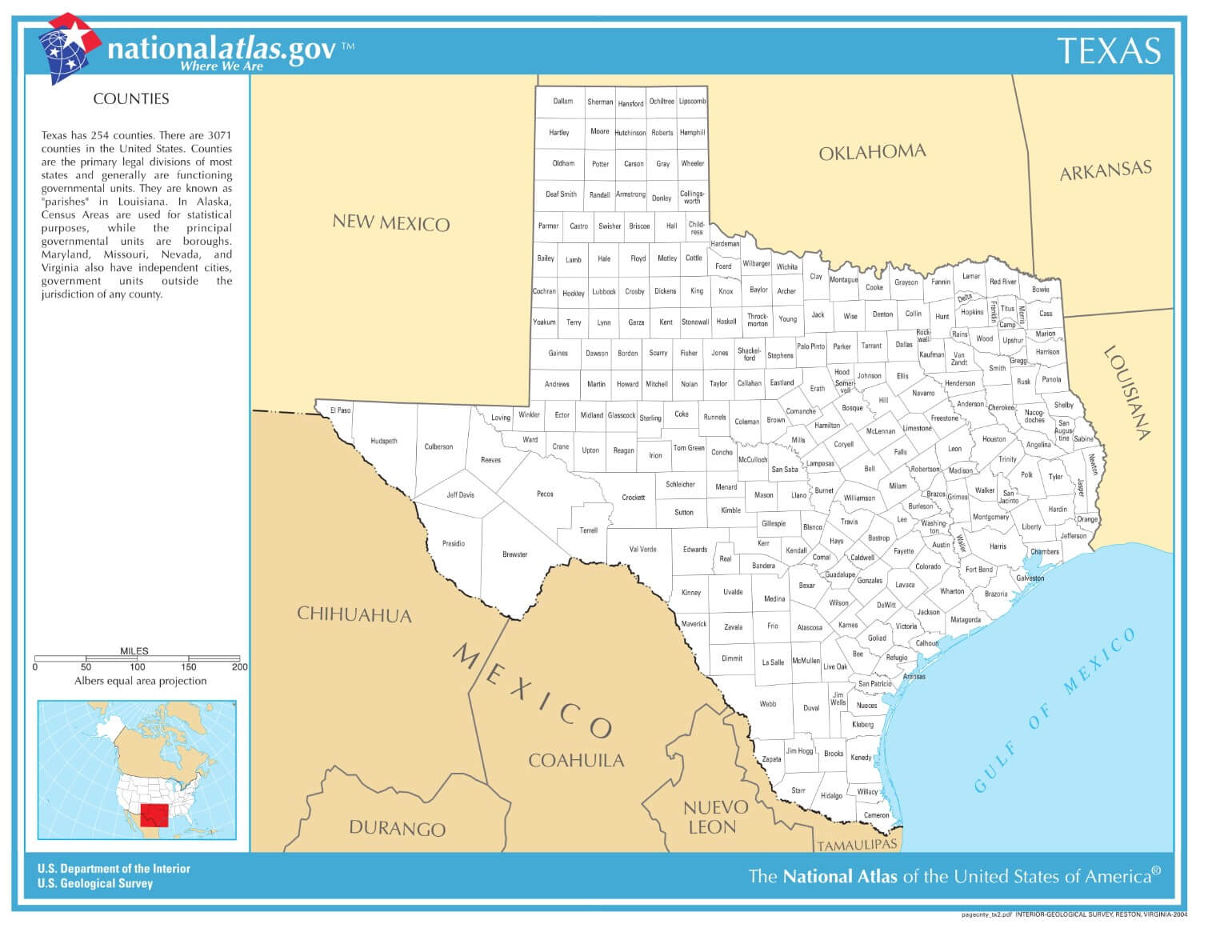 Karte von Texas