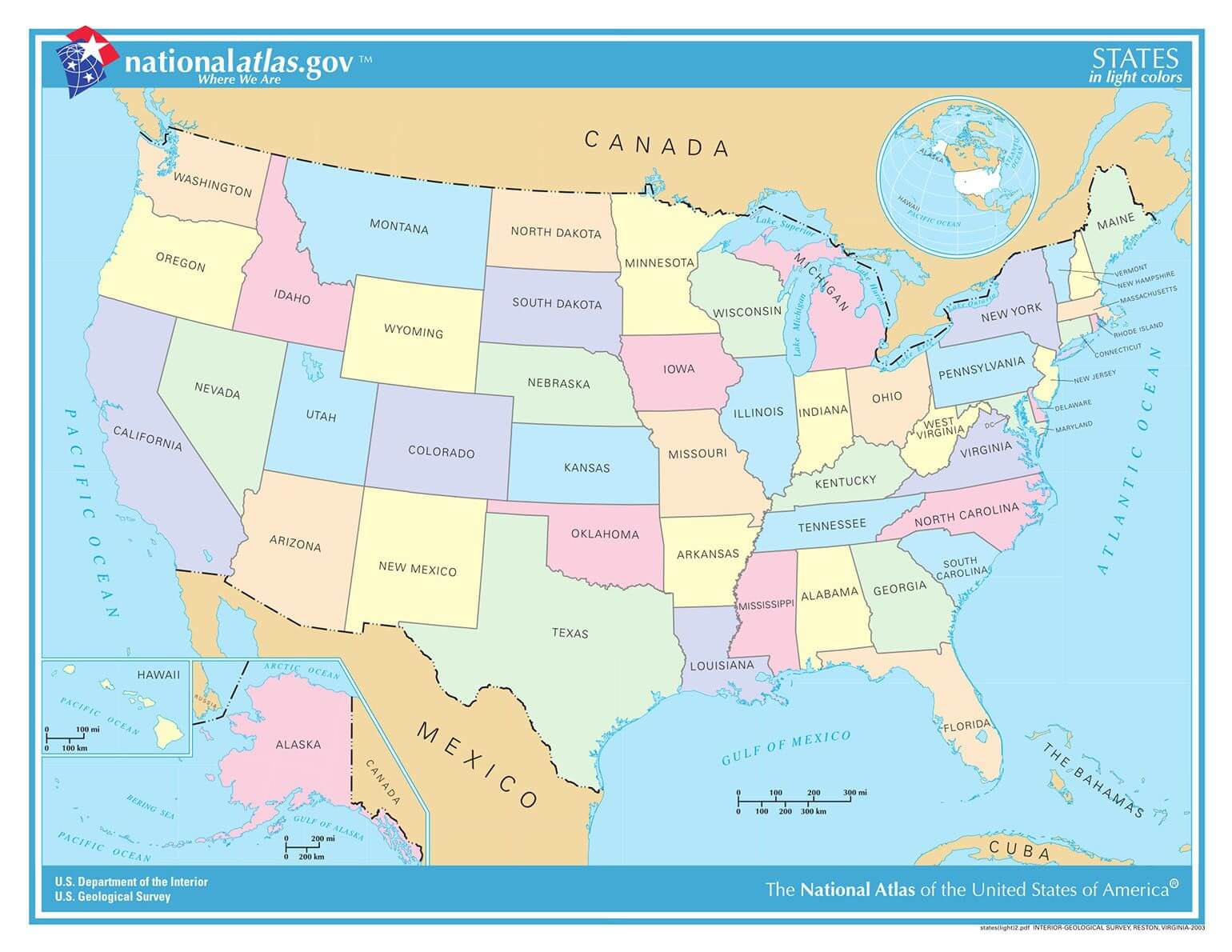  Karte der USA  Alle 50 Bundesstaaten  im berblick
