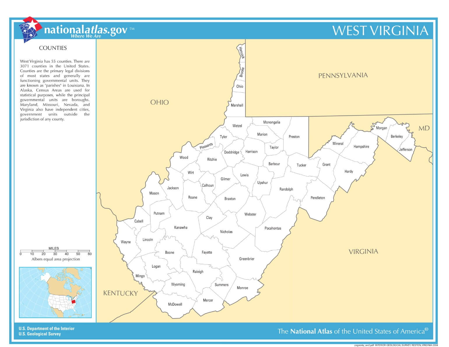 Karte von West Virginia