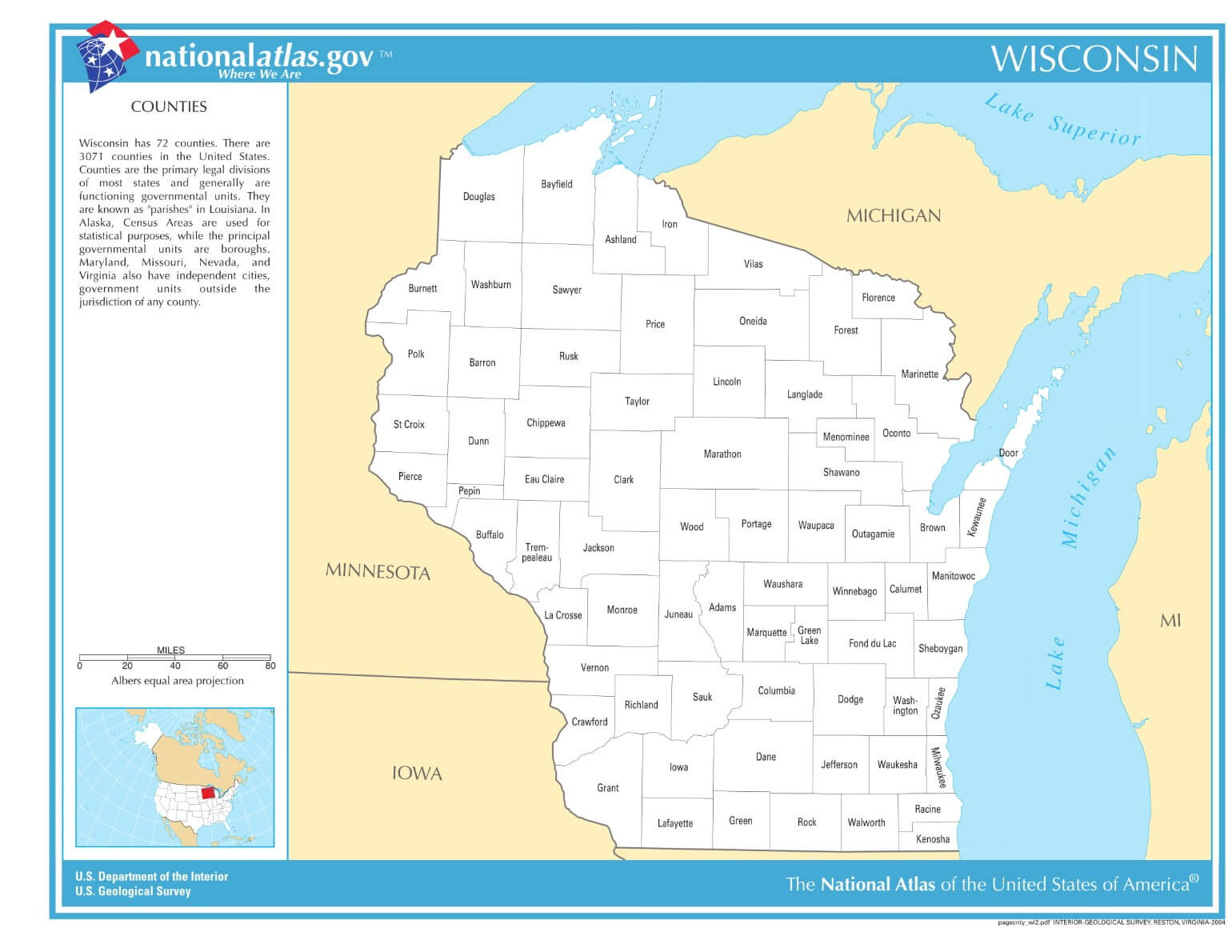 Karte von Wisconsin